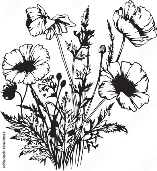 Obraz beautiful flowers decorative sketch generative ai