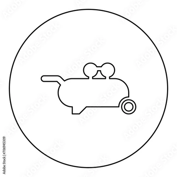 Fototapeta Air compressor pneumatic icon in circle round black color vector illustration image outline contour line thin style