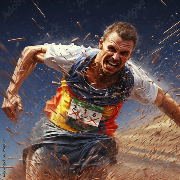 Obraz athlètes en plein effort, sport, JO, IA generative