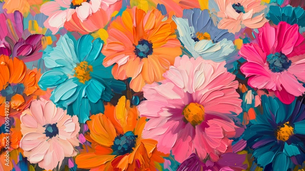 Obraz colorful flowers painting background.