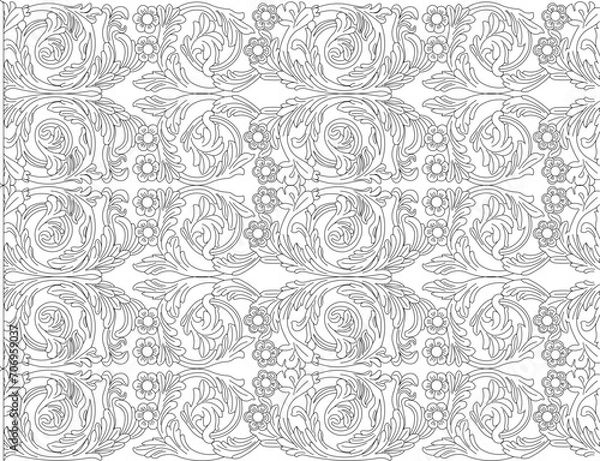 Fototapeta Vector sketch illustration of classic minimalist floral background pattern design