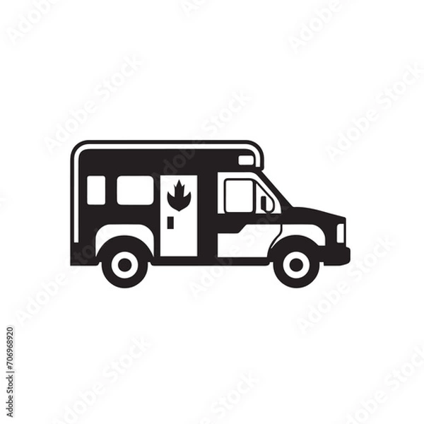 Fototapeta Ambulance in cartoon, doodle style. Isolated 2d vector illustration in logo, icon, sketch style, Eps 10, black and white. AI Generative