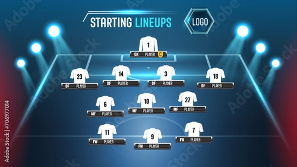 Obraz Football match sport graphics blue light template for online broadcast and social media