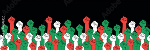Obraz Palestinian national movement. Palestine Independence Day. Crisis in Palestine. Нorizontal web banner for social networks with National flag of Palestine. National flag of Palestine. Support Palestine