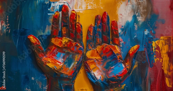 Obraz A captivating oil painting capturing the elegance and emotion of hands, portraying intricate details and evoking a sense of artistic beauty.