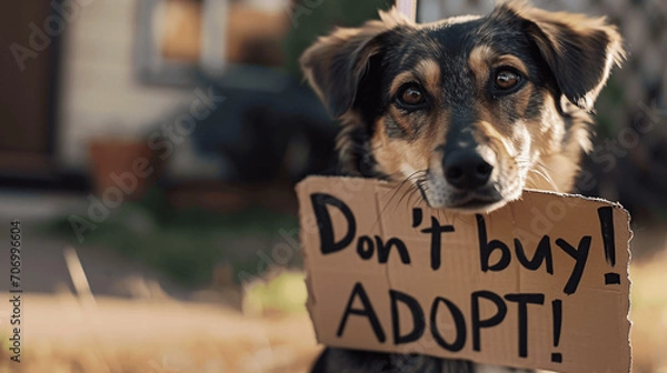 Obraz Adopt, Don't Buy: Heartwarming Image of Stray Dog with Adoption Message