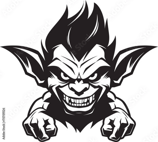 Fototapeta Nefarious Goblin Forms Vector Emblem Twisted Goblin Tactics Cartoon Icon