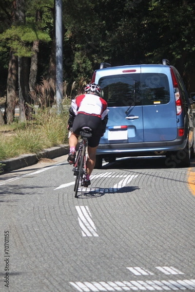 Obraz グルービング道路と自転車