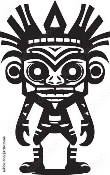 Obraz Savage Spirit Tribal Character Logo Ancient Animus Vector Cartoon Icon