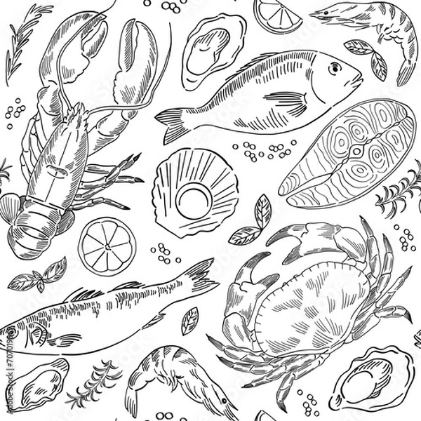 Obraz line art pattern of seafood