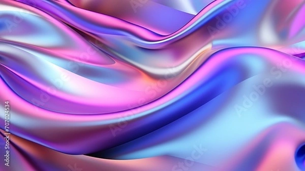 Fototapeta Iridescent Fabric Abstract Backgrounds 3d, with luxury neon effect