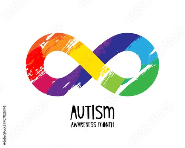 Obraz Rainbow infinity sign hand-painted with paints. Autism Awareness Month. Richness of the autistic spectrum