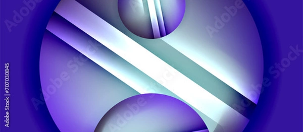 Fototapeta Glossy metal glowing circles geometric background. Minimal abstract composition. Vector illustration For Wallpaper, Banner, Background, Card, Book Illustration, landing page