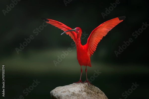 Fototapeta Scarlet Ibis (Eudocimus ruber) with Open Wings