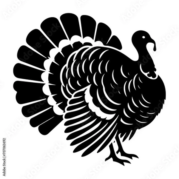 Obraz minimal turkey chicken vector silhouette, black color silhouette