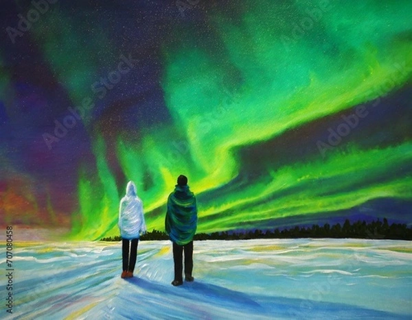 Obraz oil aurora borealis