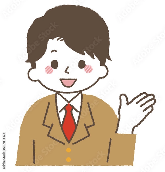 Fototapeta 指をさして説明する男性。