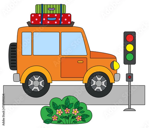 Obraz  Car with baggage on the road