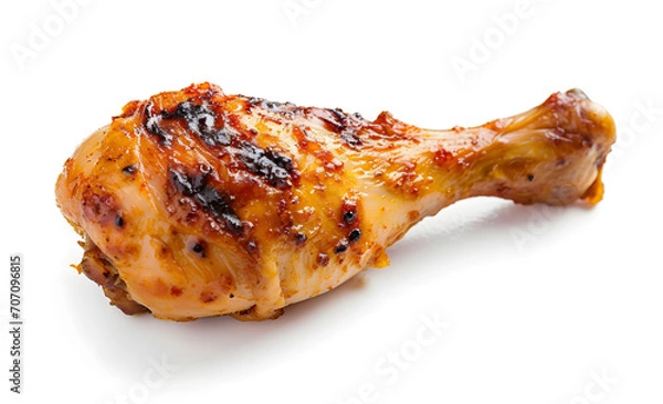 Obraz Grilled Chicken Leg Isolated on white Background
