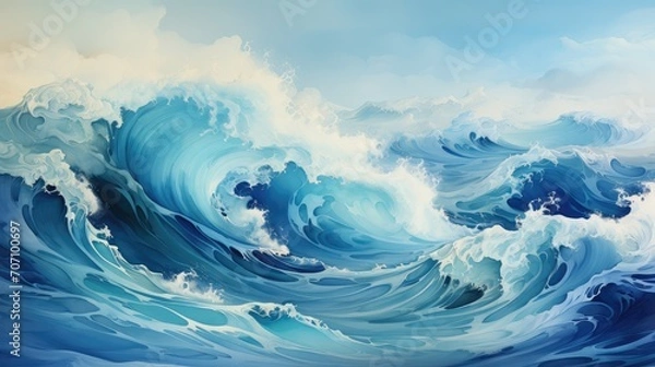 Obraz Blue river ocean wave layer background.