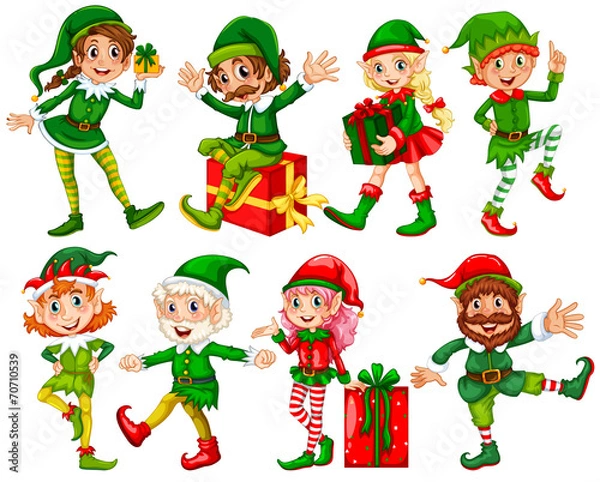 Fototapeta Elf i prezenty