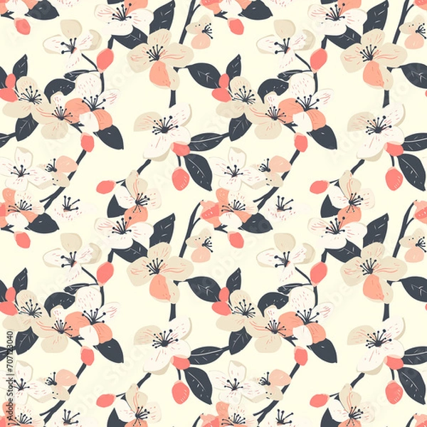Obraz Apple blossoms seamless pattern. Can be used for gift wrapping, wallpaper, background