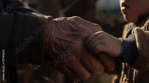 Obraz Young Child Holding Elderly Hand