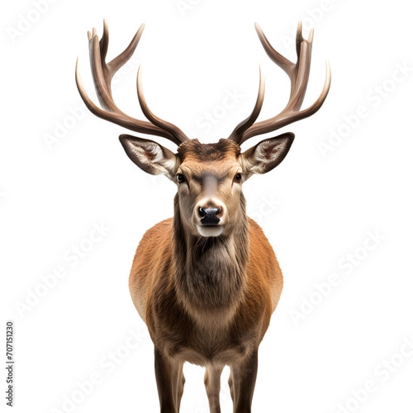 Fototapeta Deer stands isolated on white or transparent background