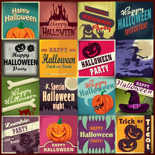 Fototapeta Vintage Halloween poster design set