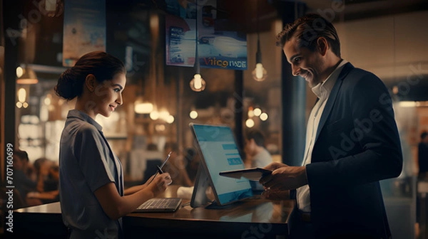 Obraz couple sitting in cafe