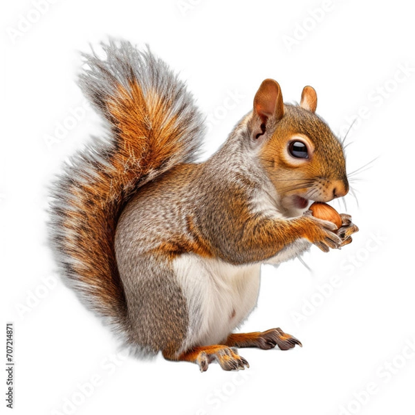 Obraz Squirrel with a nut isolated on transparent background