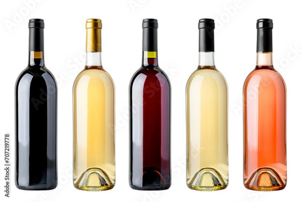 Fototapeta variety of blank wine bottles isolated on white or transparent background