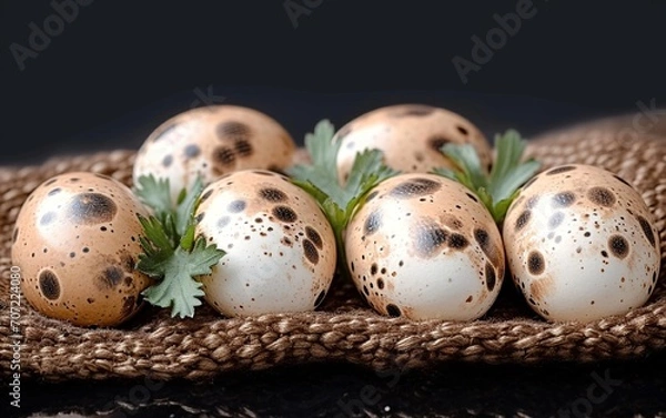 Fototapeta eggs in a nest background with copy space text