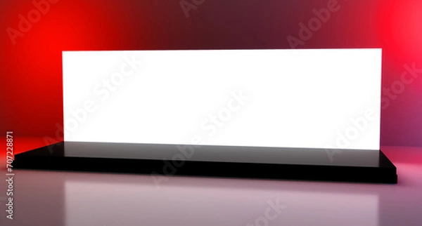 Fototapeta Simple event scene on white background. Conference stage design.