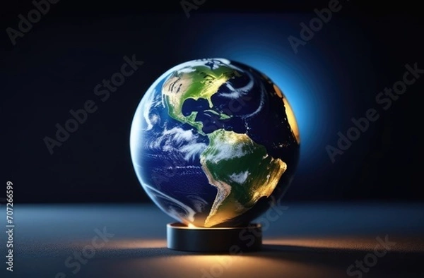 Fototapeta Planet Earth, globe on a stand. Earth Hour, Caring for the Planet, Ecology, Peace