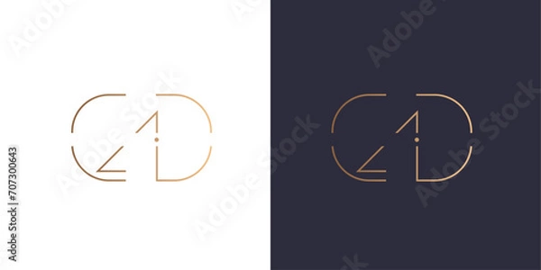 Obraz letters C, L, A, U, D, I and O logo name Claudio monogram, minimal style identity initial logo mark. Golden gradient vector emblem logotype for business cards initials.