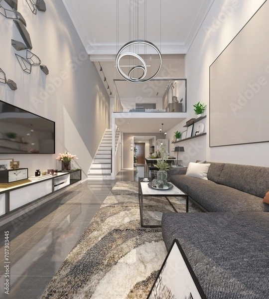 Obraz 3d render loft apartment interior