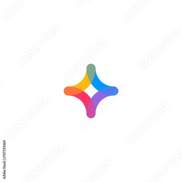Fototapeta Spark or plus logo. Colorful cross icon spark clip art with four colors.