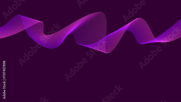 Fototapeta Background with Pink Purple dim Violet wave lines Flowing waves design Abstract digital equalizer sound wave. Line Vector illustration for tech futuristic innovation concept background Graphic design