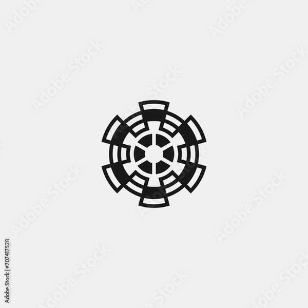 Fototapeta Abstract tech circle logo symbol or icon in black and white. Letter O logo