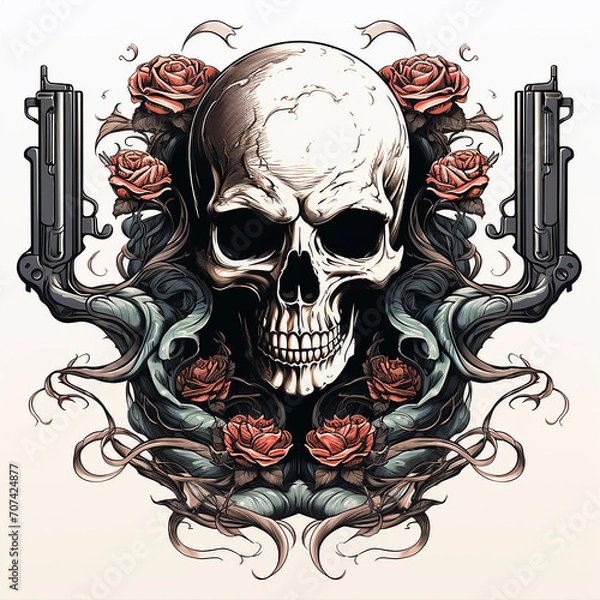 Obraz skull and crossbones in a skull