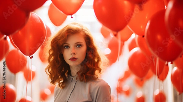 Fototapeta red balloons, Generative Ai