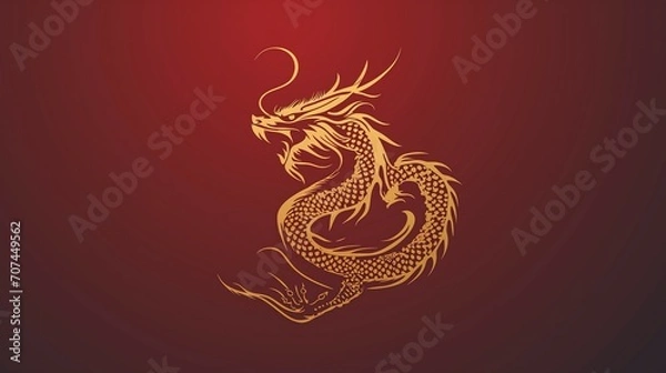 Fototapeta Minimalist logo design of a dragon in a contemporary and sleek style. Year of the dragon