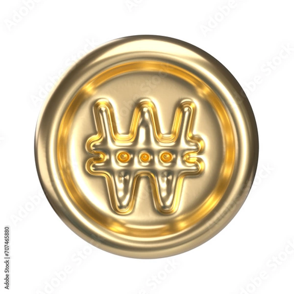 Obraz 3D won coin gold