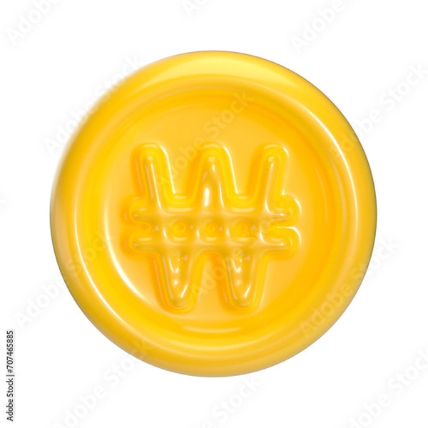 Obraz 3D Won Coin yellow