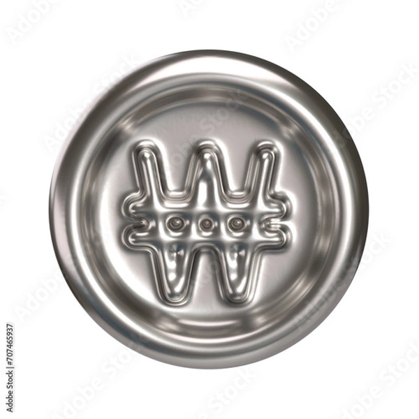 Obraz 3D won coin silver