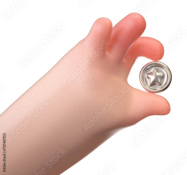 Obraz 3D hand holding a coin