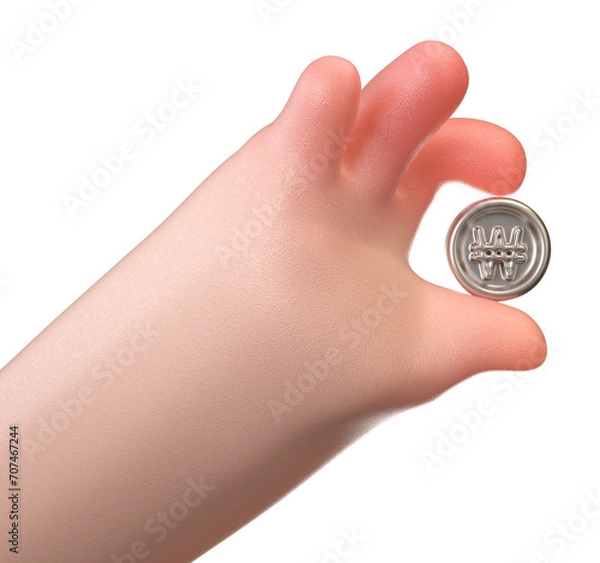Obraz 3D Hand  holding a won coin