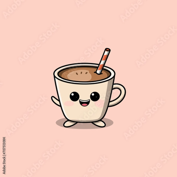 Obraz cute coffee cup logo icon design template
