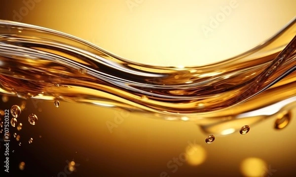 Obraz clear wavy oil background with golden yellow color. generative AI